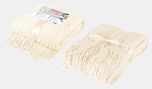 Pătură tricotată Merilyn Ecru smantaniu 170 cm