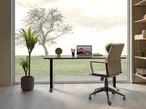 Scaun de birou de la Kare Design - Culoare bej pentru șezut și negru pentru picioare, design modern cu brațe, realizat din materiale sintetice și otel