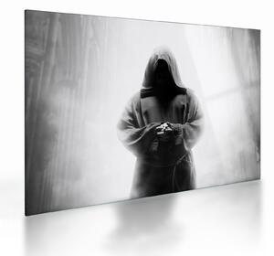 Tablou pe sticlă - Un călugăr într-o mănăstire (70x50 cm)