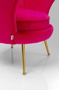 Fotoliu Stil Glamour cu Culoare Roz, Picioare Aurii și Tapiterie din Material Sintetic
