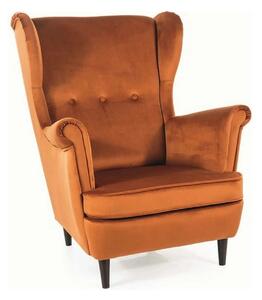 Fotoliu LORD, stofa catifelata caramiziu - Bluvel 4015/wenge, 82x92x10