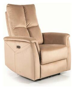 Fotoliu recliner NEPTUN M, bej, stofa catifelata/metal, functie de mas