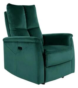 Fotoliu recliner NEPTUN, verde, stofa catifelata/metal, 76x74/160x96 c