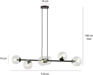 Emibig Rossi lampă suspendată 6x40 W negru-transparent 874/6
