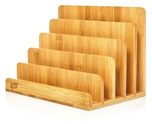 Blumfeldt Suport pentru scrisori cu 5 compartimente, A4, 25 x 17,5 x 16 cm, vertical sau orizontal, bambus