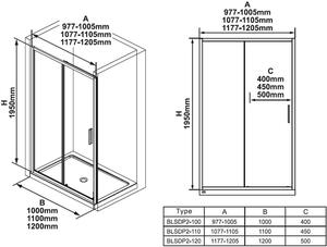 Ravak Blix Slim uși de duș 120 cm culisantă negru mat/sticlă transparentă X0PMG0300Z1