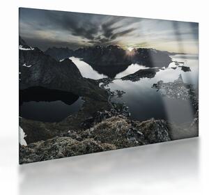 Tablou pe sticlă - Munții norvegieni (70x50 cm)