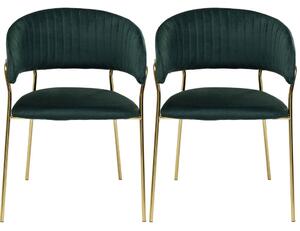 Set 2 scaune Belle Verzi cu picioare Aurii