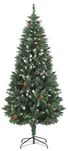 Brad de Crăciun artificial cu conuri pin și sclipici alb 180 cm