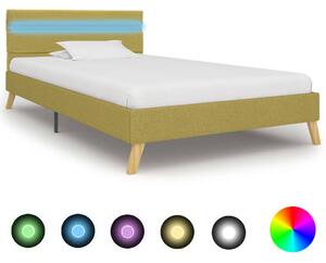 Cadru de pat cu LED-uri, verde, 100 x 200 cm, material textil