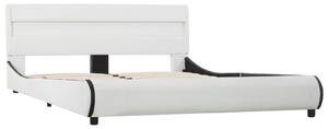 Cadru de pat cu LED, alb, 120 x 200 cm, piele ecologică
