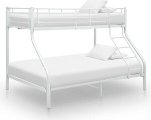 Cadru de pat supraetajat, alb, 140 x 200/90 x 200 cm, metal