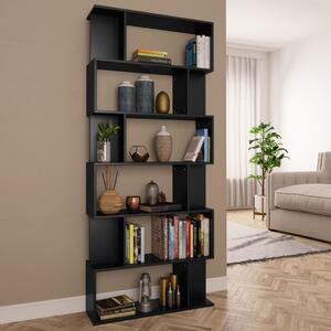 Bibliotecă/Separator cameră negru, 80x24x192 cm, lemn prelucrat