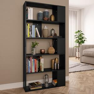 Bibliotecă/Separator cameră negru, 80x24x159 cm, lemn prelucrat