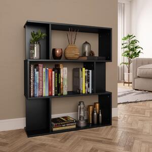 Bibliotecă/Separator cameră, negru, 80x24x96 cm, lemn prelucrat