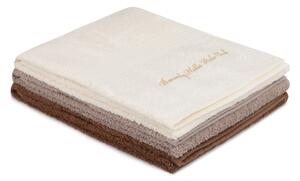 Set 3 prosoape de baie, Beverly Hills Polo Club, Cream and Brown, 50 x 100 cm, 100% bumbac