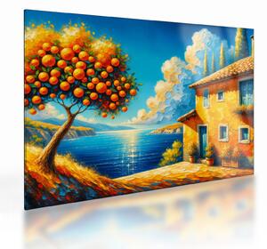 Tablou pe sticlă - Casă cu portocale II. (70x50 cm)