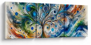 Tablou – Arbore energetic colorat (cu ceas) (90x30 cm)