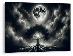 Tablou – Arbore alb-negru în lună plină (70x50 cm)