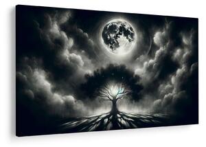Tablou – Arbore alb-negru în lună plină (90x60 cm)