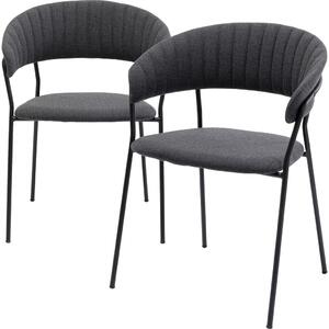 Set doua scaune gri cu picioare negre Belle 57x78 cm
