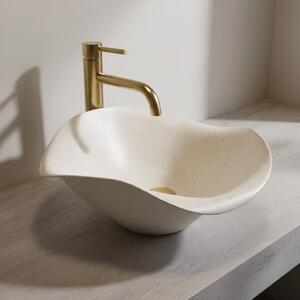 Rea ART, lavoar ceramic de blat 390x390x160 mm, lucrat manual, model HM-35B, imitație piatră-bej, REA-U1959