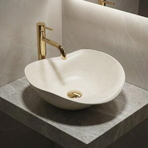 Rea ART, lavoar ceramic de blat 400x390x160 mm, lucrat manual, model HM-34B, imitație piatră-bej, REA-U0609