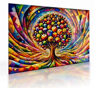 Tablou pe sticlă – Arbore colorat cu mere (70x50 cm)