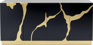 Comoda Cracked negru auriu 165x80cm
