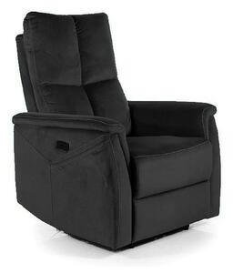 Fotoliu recliner NEPTUN M, negru, stofa catifelata/metal, functie de m