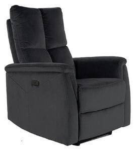 Fotoliu recliner NEPTUN, negru, stofa catifelata/metal, 76x94/160x96 c