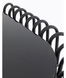 Consola neagra cu blat de sticla Wire 142x43 cm