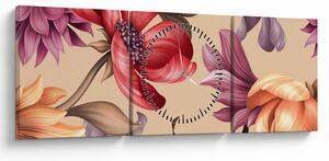 Tablou - Flori de epocă (cu ceas) (90x30 cm)