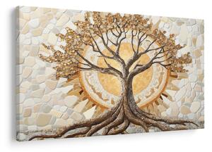 Tablou – Arborele vieții auriu în mozaic (90x60 cm)