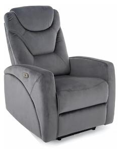 Fotoliu recliner KRONOS, stofa catifelata gri - Bluvel 14, 79x94/160x1