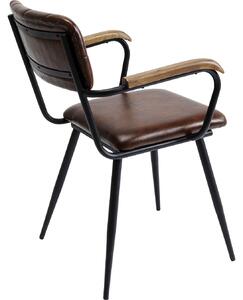 Scaun cu brate din piele maro Salsa 53x79 cm