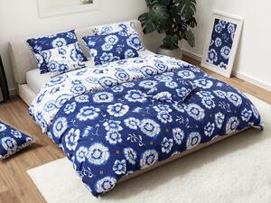 Lenjerie de pat din bumbac albastru BLUE FLOWER Dimensiune lenjerie de pat: 80 x 80 cm | 140 x 200 cm