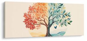 Tablou – Arbore dual cu fluture (120x50 cm)