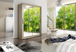 Dulap dormitor cu uși glisante STAWEN XI cu oglindă, 150x200x58, Trufla