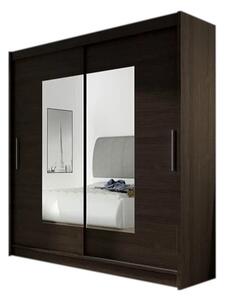 Dulap dormitor cu uşi glisante CARLA VII cu oglindă, 180x215x57, ciocolată