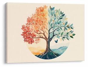 Tablou – Arbore dual cu fluture (70x50 cm)