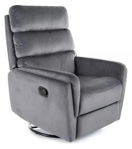 Fotoliu recliner ARGOS, stofa catifelata gri - Bluvel 14, 78x84/162x10