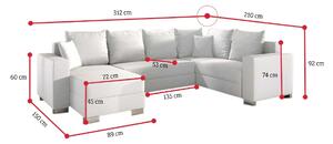 Canapea extensibilă în formă de U POOLO, 312x92x210, berlin 03/soft 66, colţ stânga