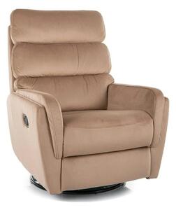 Fotoliu recliner ARGOS, stofa catifelata bej - Bluvel 28, 78x84/162x10