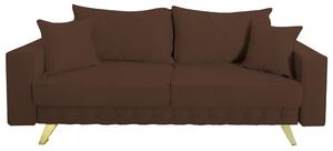 Canapea extensibila Alisson, cu lada de depozitare si picioare aurii, stofa p25 maro, 230x105x80