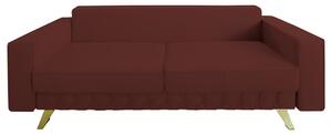 Canapea extensibila Alisson, cu lada de depozitare si picioare aurii, stofa p58 grena, 230x105x80