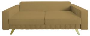 Canapea extensibila Alisson, cu lada de depozitare si picioare aurii, stofa p13 bej, 230x105x80
