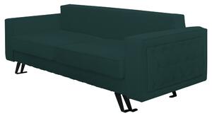 Canapea extensibila Alisson, cu lada de depozitare si picioare negre, stofa p39 verde, 230x105x80