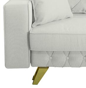 Canapea extensibila Alisson, cu lada de depozitare si picioare aurii, stofa p04 alb, 230x105x80