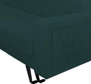 Canapea extensibila Alisson, cu lada de depozitare si picioare negre, stofa p39 verde, 230x105x80